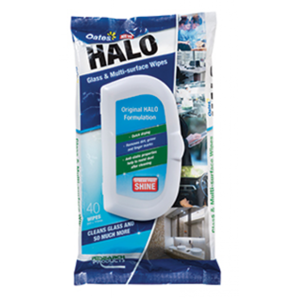 Halo Wipes Pkt 40 Glass And Surface Wipe