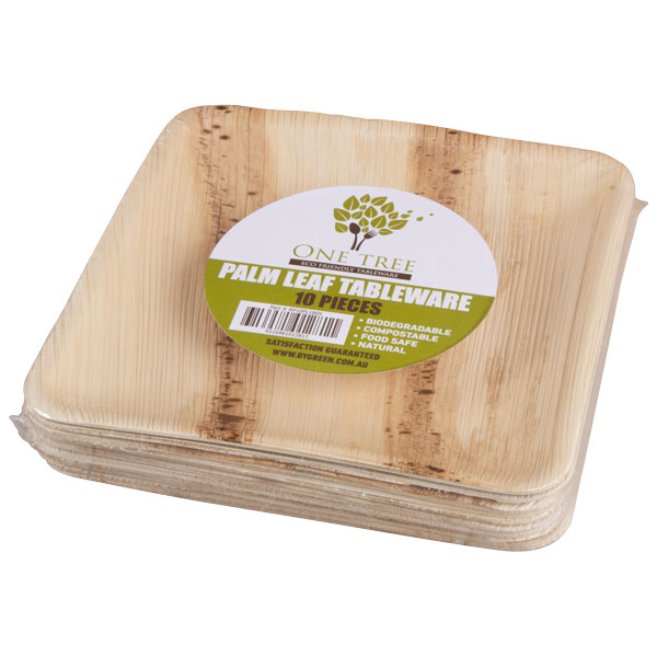 Plate Palm Leaf Retail Pack-Square 180mm