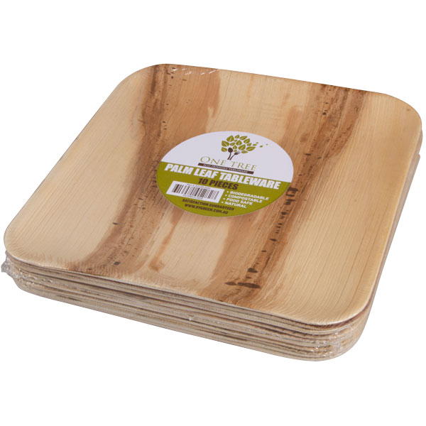 Plate Palm Leaf Retail Pack-Square 250mm