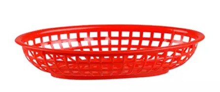 Basket Bread Plastic Oval Red 24cm