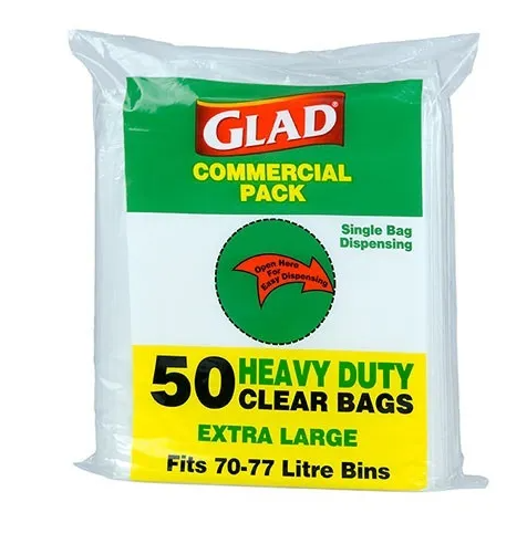 Bags Garbage Clear Lldpe 75litre-Gladbag