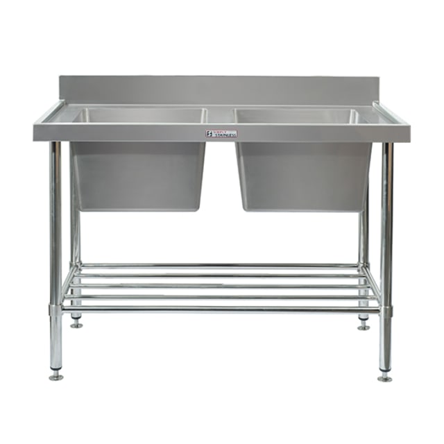 Bench S/S Double Sink 2400x600 W/Shelf