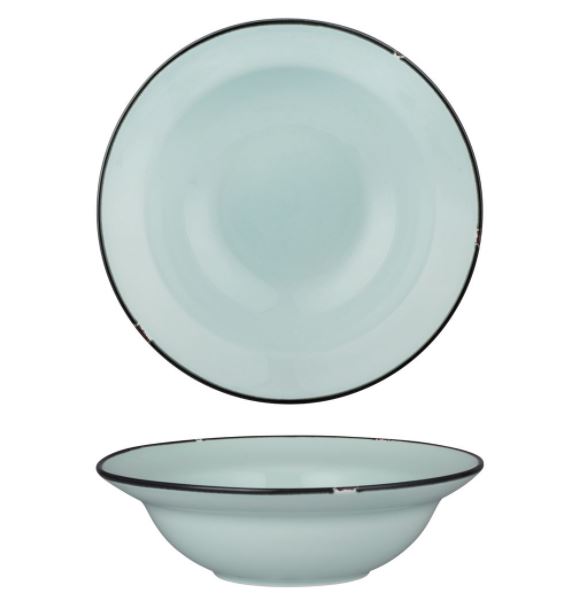 Bowl Plate Tin Tin Blue/Black Rim 24cm