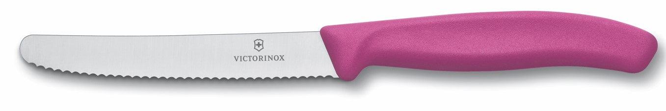 Knife Vict. Tomato 11cm Wavy Pink Handle