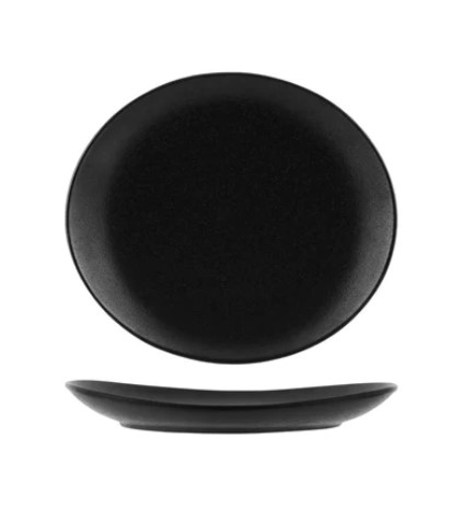 Plate Oval Tk Black Textured  25x22cm