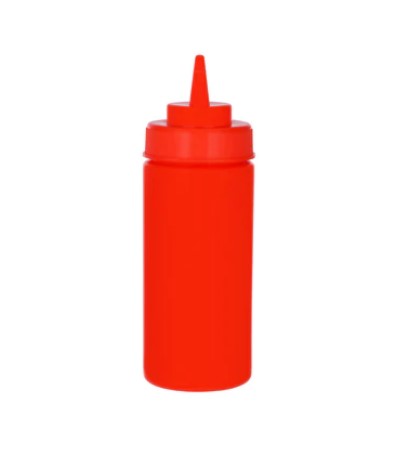 Sauce Bottle Wide Mouth 480ml Red