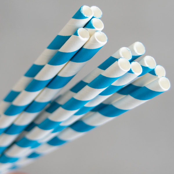 Straw Paper 200mm Blue White Stripe
