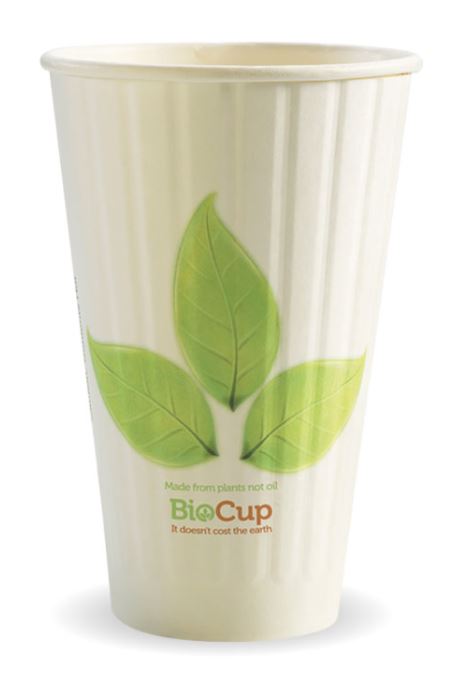 Cup Biopak Double Wall 16oz White Leaf