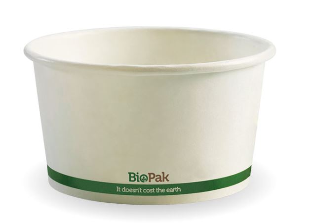 Bowl Biopak White 12oz W Green Line