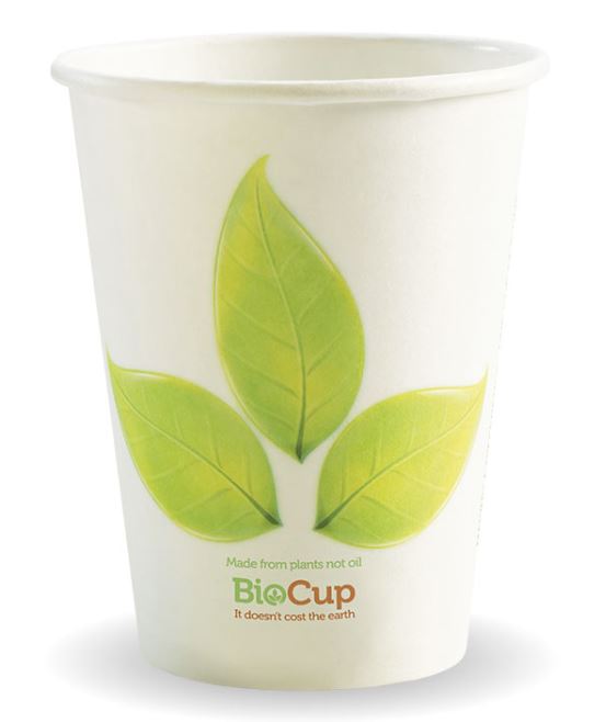 Cup Biopak Single W 12oz White Leaf (90)