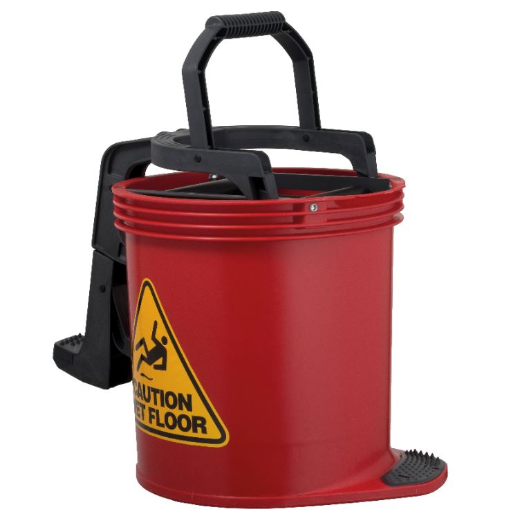 Mop Bucket 16l Red Plastic With Castors