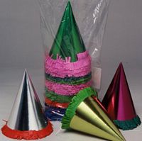 Party Hats Cone 10" Foil & Glitter Mixed